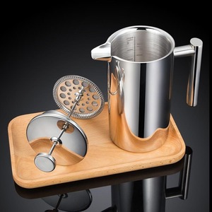 双层304不锈钢保温法压壶过滤家用大容量手冲咖啡壶牛奶打泡器