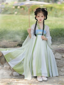 儿童古装皇后古代公主服装女童古装裙拖尾服贵妃娘娘宫廷演出汉服