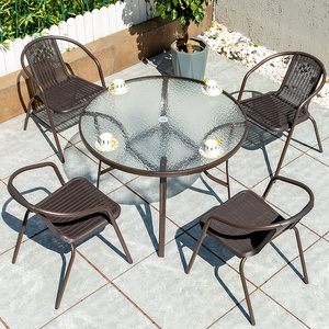 户外桌椅藤椅室外休闲折叠桌带伞组合花园露台庭院阳台茶几餐桌椅