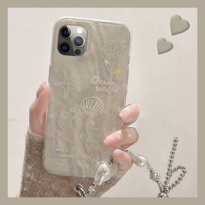 适用苹果15手机壳iphone13贝壳14promax星星12mini贝壳纹11梦幻x韩系8