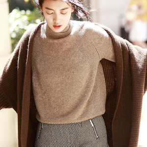 木槿何溪服饰旗舰店天猫麦穗半高领山羊绒衫女加厚套头2020秋冬新款
