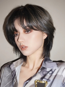 万用假发男鲻鱼头网红中分韩版逼真狼尾中性学生超a酷帅女士发型