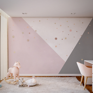 几何星星壁纸背景墙女孩卧室墙布北欧卡通儿童房壁布无缝墙纸壁画