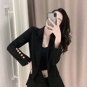 春装2021新款网红韩版高冷御姐风百搭小西装女神范修身西服外套女