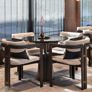 新中式售楼处洽谈桌椅组合酒店会所茶楼接待一桌四椅营销中心家具