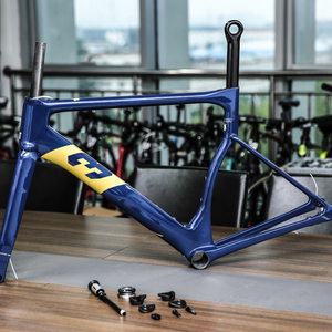 意大利 3t strada team车队版破风竟赛级碳纤维碟刹公路车架蓝色