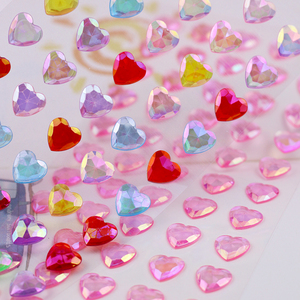 立体爱心钻石贴儿童素材水晶宝石贴画手机壳装饰手工舞台黏贴女孩