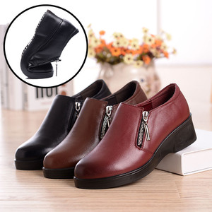 000人付款天猫舒适中年女单鞋女士工作鞋真皮软底职业皮鞋尖头粗跟