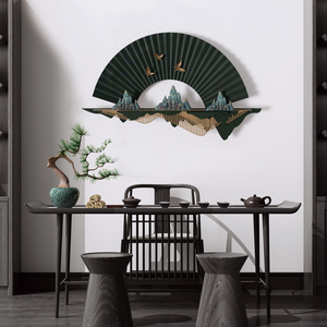 00sd_deco淘宝新中式壁挂中国画扇面客厅玄关装饰品宋式茶室荷花