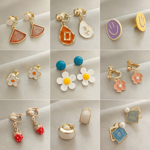 可爱儿童耳夹无耳洞少女森系超仙甜美花朵耳环小巧简约早春季耳饰