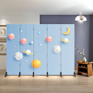 卡通可爱简约屏风隔断墙儿童客厅折叠移动卧室幼儿园遮挡双面定制