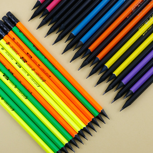 马可黑木铅笔小学生用安全三角形1-3年级学龄前儿童三角杆纠正写姿黑色芯木头hb带橡皮擦头的写字杆Marco铅笔