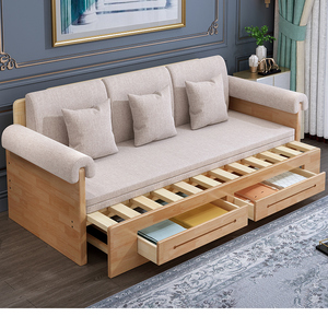 实木沙发床客厅多功能可折叠双人橡木可伸缩1.5m小户型推拉两用床