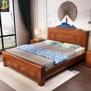 实木床双人床1.8米婚床中式1.5米主卧储物床明清雕花仿古橡木大床