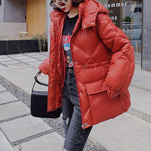 反季棉衣棉服女中长款新款冬季加厚红色羽绒服韩版宽松面包服外套