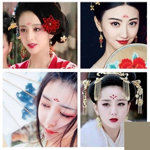 仙女古装额头印花眉心贴汉服古风美人纹身贴持久防水儿童花钿额贴