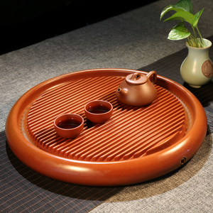 芬阳德国黄色电木茶盘台湾家用茶海功夫茶具圆形大小号电胶茶盘