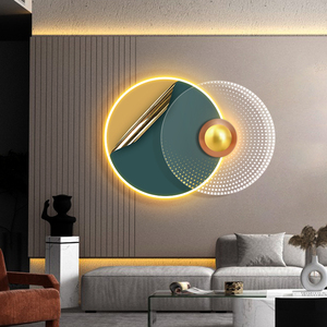 客厅led发光灯饰装饰画简约卧室背景墙立体壁画轻奢床头晶瓷挂画