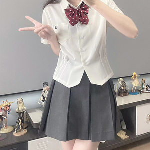 墨秋jk原创设计椿日和新款白色短袖衬衫日系学院风收腰显瘦上衣女