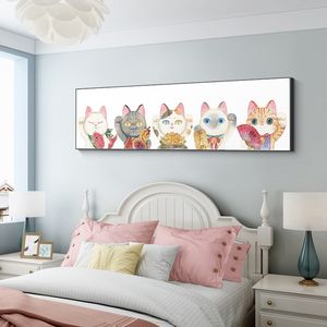 招财猫5d钻石画满钻新款卧室点贴十字绣钻石绣儿童房挂画可爱猫咪