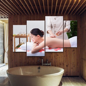美容院装饰画艾灸按摩推背挂画高端会所背景墙画养生馆宣传海报画