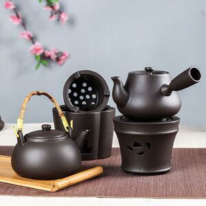 户外泡茶炉具套装酒精蜡烛台仿古烧水壶温酒器酒精灯紫砂茶具中式