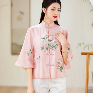 000人付款天猫中老年妈妈小衫2022新款夏装上衣女时尚短袖中国风唐装