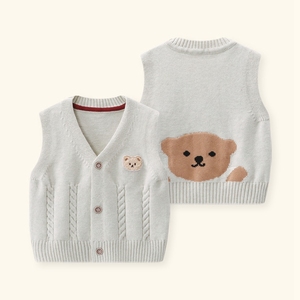 男宝宝小背心春秋新生婴儿马甲毛线外穿儿童男童秋季毛衣编织马夹