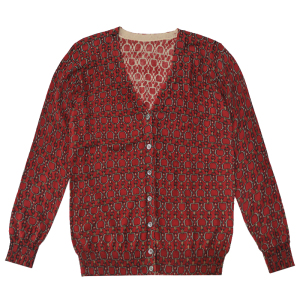 住利安2022新款女装100%棉针织衫秋冬对襟开衫衣印花毛衣小外套