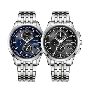 西铁城光动能防水休闲时尚钢带多局电波多功能商务男表at8110-61l