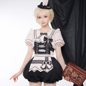 春侣原创基佬装lolita裙 糖果城堡 可爱背带花苞裤洛丽塔正版全套