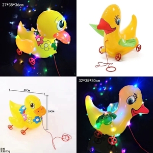 儿童玩具充气动物鸭子发光拉车玩具飞鸭 花鸭拉线气球皮货PVC球皮