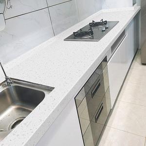 厨房贴纸防水防油 柜灶台自粘台面翻新大理石耐高温仿石英石防火