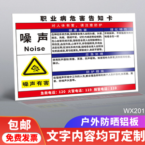噪声危险告示卡标识牌告示牌温馨提示牌当心噪声标示牌噪音区必须佩戴
