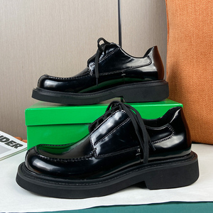 方头德比鞋男厚底gddz bv真皮男士皮鞋高级感小丑休闲宽头大头鞋