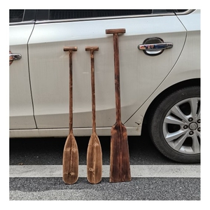 1米-3米炭烧划桨做旧复古装饰桨表演道具实木船桨可定制