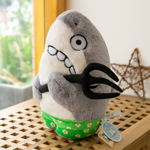 搞怪可爱鲨鱼抱枕毛绒玩具鲨雕鲨叉玩偶傻叉bee公仔鲨瓜沙雕娃娃