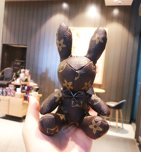 lv&gedete 法斗老花小兔子汽车钥匙扣挂件公仔钥匙链男女背包挂饰