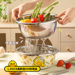 洗菜盆沥水篮304不锈钢盆食品级漏汤盆厨房家用和面洗奶瓶专用盆
