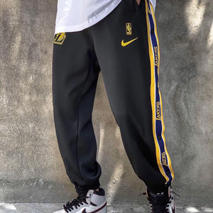 nba湖人队科比篮球裤男训练运动长裤排扣裤束脚宽松扣透气裤子