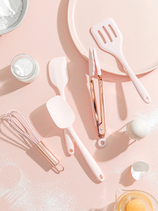 硅胶厨具套装不粘锅铲子勺子小号婴儿辅食铲迷你可爱粉色厨房用a