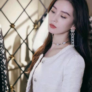 明星刘诗诗同款香家项链复古镶钻双c链条锁骨链颈链女2021新款潮