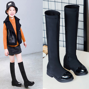 时尚弹力布高筒女童马丁靴潮单靴韩版宝宝长筒靴儿童靴子公主长靴