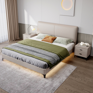 全实木齐边薄床头床小户型1.5m现代简约卧室双人床可定制任意尺寸