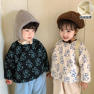 儿童棉服加绒加厚女童装冬季保暖棉袄男童棉衣2023新款小宝宝外套