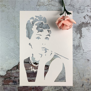 奥黛丽赫本 经典人物涂鸦工具diy镂空画画模板墙绘手绘创意遮蔽板