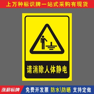 请消除人体静电安全标识牌示牌工地施工生产标语车间仓库标志牌警示