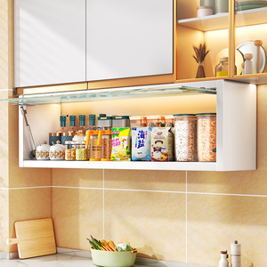 吊柜多功能调味品收纳柜墙上免打孔玻璃柜门厨房壁挂式调料置物架