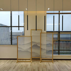 新品明玄关画半透明纱q布画屏风双透布麻布绢布双面画丝绢纱帘定