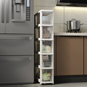 厨房置物架多层落地式抽屉式缝隙窄柜透明夹缝收纳柜子杂物收纳架